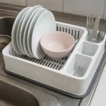 Plastic Dish Drainer with Cutlery Holder