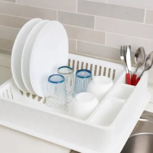 Plastic Dish Drainer with Cutlery Holder