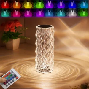Crystal diamond LED touch lamp with remote control and multi-color lights