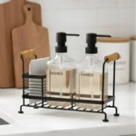 Limon Twin Glass Liquid Dispensers Set With Stand and Sponge