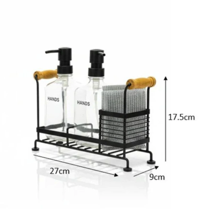 Limon Twin Glass Liquid Dispensers Set With Stand and Sponge - Image 3