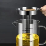 1200ML Glass Oil Filter Pot Kitchen Oil Strainer Container