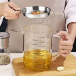 1200ML Glass Oil Filter Pot Kitchen Oil Strainer Container