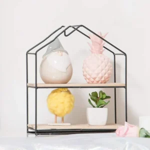 Double Layer Wooden Wall Shelf-D