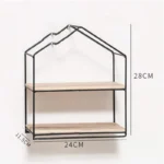 Double Layer Wooden Wall Shelf-D