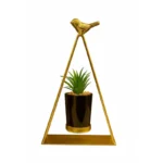 Golden Metal Triangle Artificial Plant Decorative Showpiece
