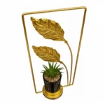 Golden Metal Luxury Echo of Leaves Handcrafted Iron Pot