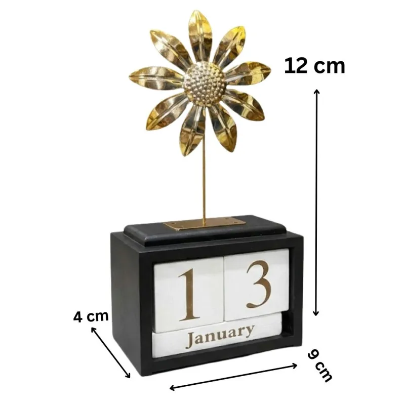 Golden Bloom Perpetual Calendar Elegant Desktop Date Display - Image 4