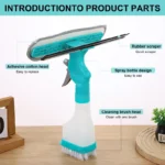 4 In 1 Double Sided Window Cleaning Squeegee With Spray Bottle