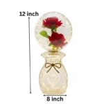 LED Artificial Rose Globe Lamp With Bow Crystal Base Night Light