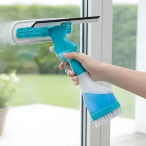 4 In 1 Double Sided Window Cleaning Squeegee With Spray Bottle
