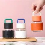 Borosilicate Glass Water Bottle Silicone Sleeve & Handle Lid