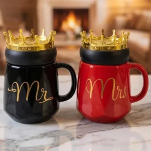Ceramic Mug with Crown Lid 350 ml Tea & Coffee Cup 1 Piece