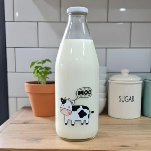 Cow Milk Bottle with White Cap Durable Drink Bottle