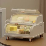 Dustproof Dish Rack Organizer with Cover Kitchen Dish Drying Rack