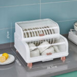 Dustproof Dish Rack Organizer with Cover Kitchen Dish Drying Rack