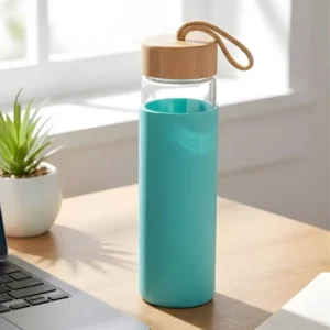 Glass Bottle Silicone Cover With Wooden Cap 500 ML