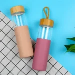 Glass Bottle Silicone Cover With Wooden Cap 500 ML