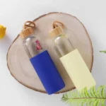Glass Bottle Silicone Cover With Wooden Cap 500 ML