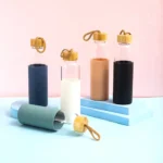 Glass Bottle Silicone Cover With Wooden Cap 500 ML