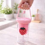 Glass Sipper Cup Drinking Cup with Straw