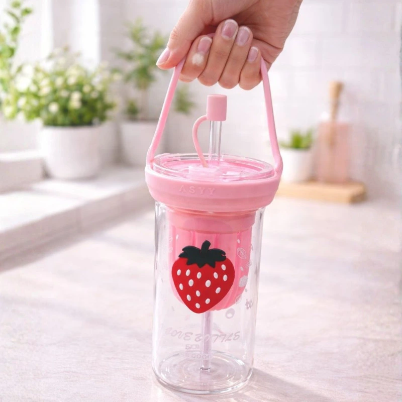 Glass Sipper Cup Drinking Cup with Straw - Image 5