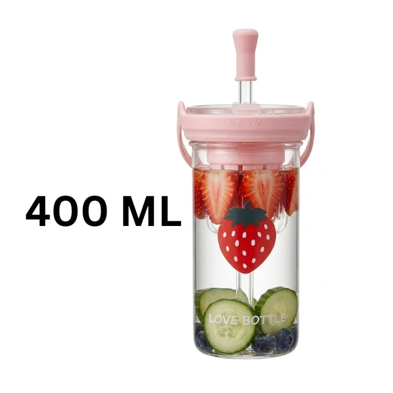 Glass Sipper Cup Drinking Cup with Straw - Image 2