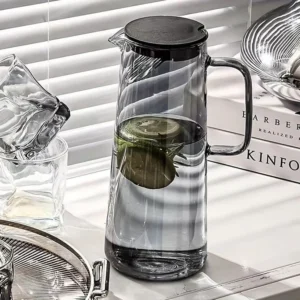 Glass Water Jug 1800ML Premium Transparent Drinking Pitcher