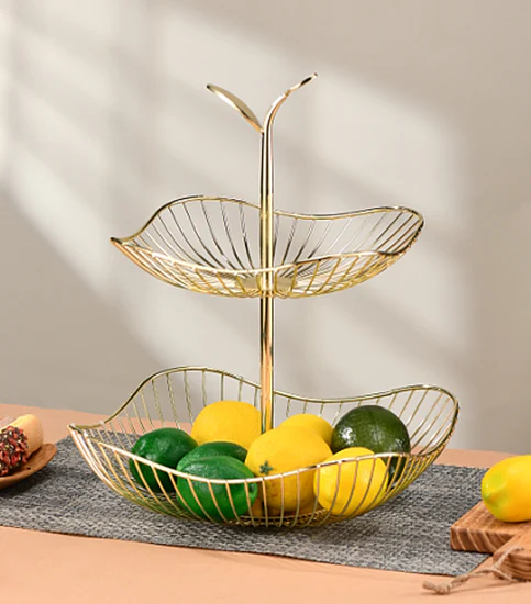 Golden Fruit Basket Decorative Metal Fruit Storage Basket - Image 3