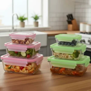 Limon Airtight Glass Container 3 Piece Set with Plastic Lid