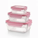 Limon Airtight Glass Container 3 Piece Set with Plastic Lid