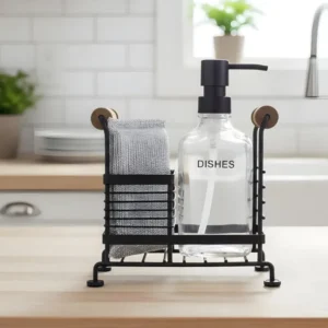 Limon Glass Liquid Dispensers Set With Stand and Sponge