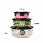 Limon Set of 3 Printed Airtight Glass Container