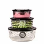 Limon Set of 3 Printed Airtight Glass Container