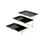 Melamine 3 Black Small Platter With Golden Stand