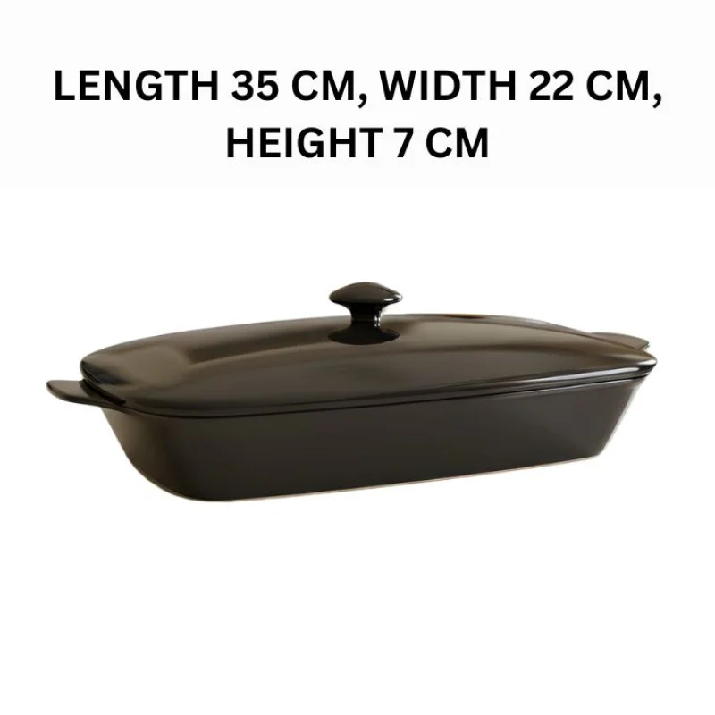 Melamine Black Rectangle Serving Bowl With Lid - Image 4