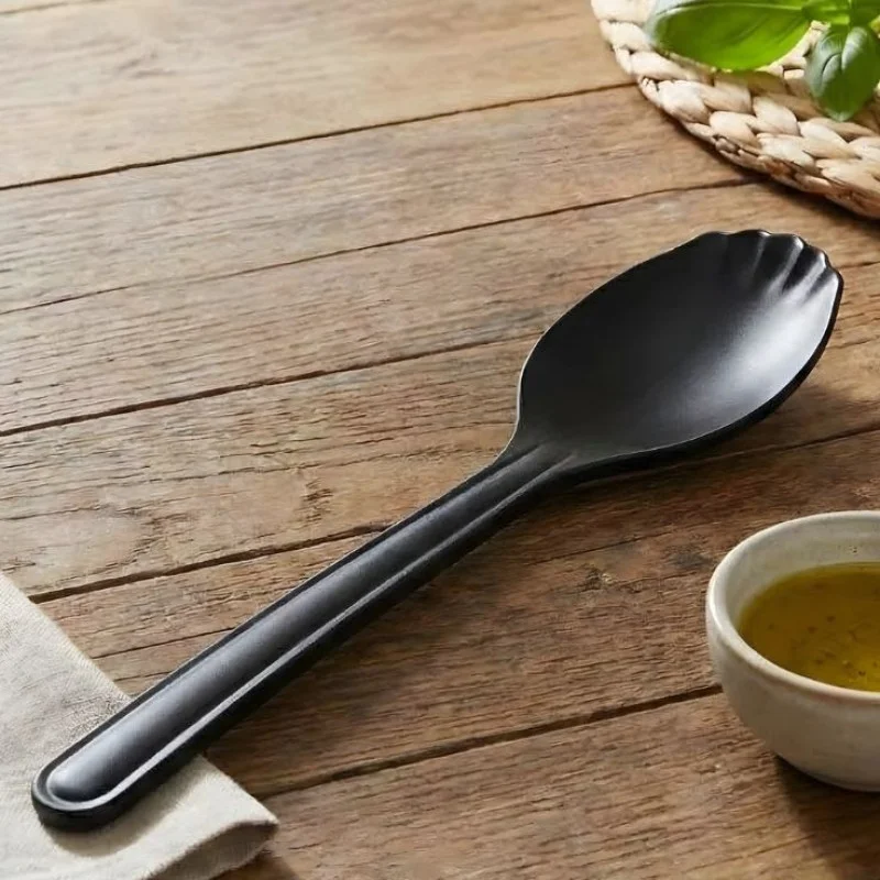 Melamine Black Serving Rice Flat Spoon