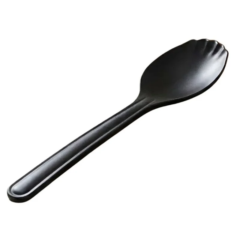 Melamine Black Serving Rice Flat Spoon - Image 2