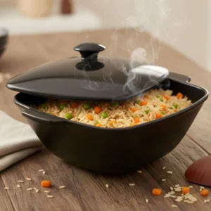 Melamine Black Square Serving Bowl With Lid