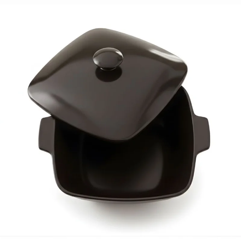 Melamine Black Square Serving Bowl With Lid - Image 2