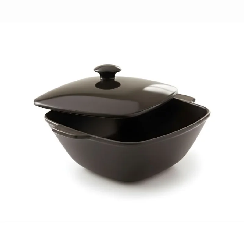 Melamine Black Square Serving Bowl With Lid - Image 4