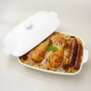 Melamine White Rectangle Serving Bowl With Lid