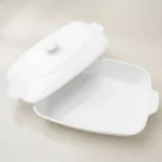 Melamine White Rectangle Serving Bowl With Lid