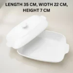 Melamine White Rectangle Serving Bowl With Lid