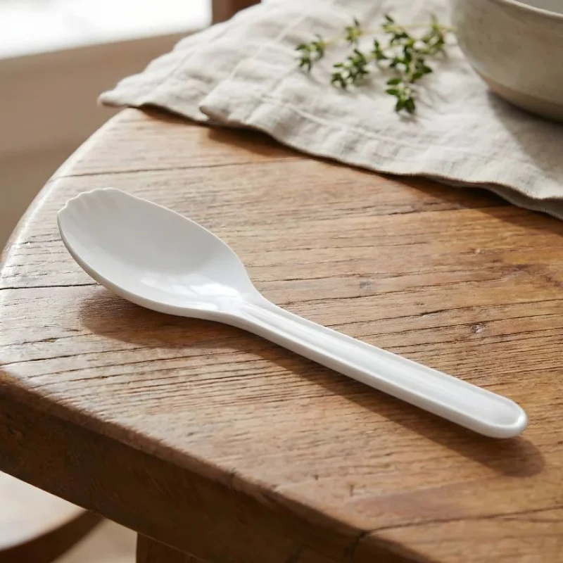 Melamine White Serving Rice Flat Spoon