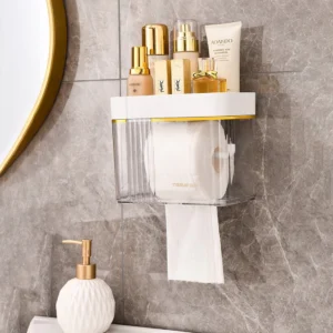 Punch Free Toilet Paper Holder Wall Mounted Tissue Rack