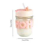 Reusable Glass Coffee Mug With Lid & Straw