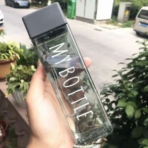 Square Plastic Water Bottle 500ml with Lid & Lifting Rope