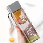 Square Plastic Water Bottle 500ml with Lid & Lifting Rope
