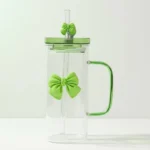 Straw Glass Bottle 450ML Portable Drinking Cup